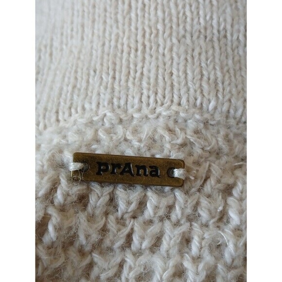 Prana Women’s Ivory Ribbed Knit Yunna Cardigan Oversize Medium Zipper Shawl Neck - Picture 14 of 16